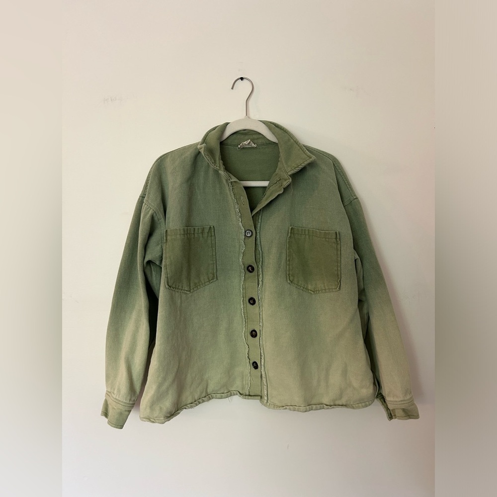 Bibi Button Down Green Jacket With Pockets, Size S - image 1